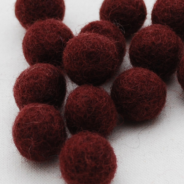 100% Wool Felt Balls - 2cm - Dark Wine Red - 20 Count / 100 Count