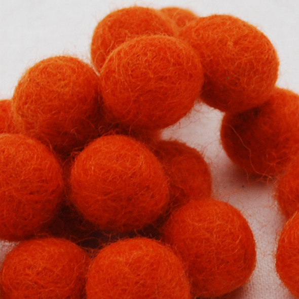 100% Wool Felt Balls - 2cm - International Orange - 20 Count / 100 Count