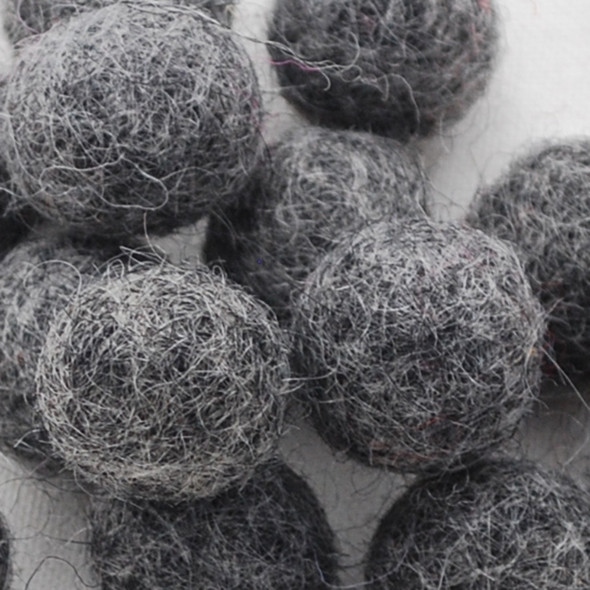 100% Wool Felt Balls - 2cm - Dark Grey Mix - 20 Count / 100 Count