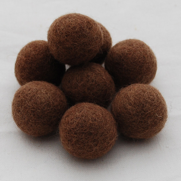 100% Wool Felt Balls - 2.5cm - Light Brown - 20 Count / 100 Count