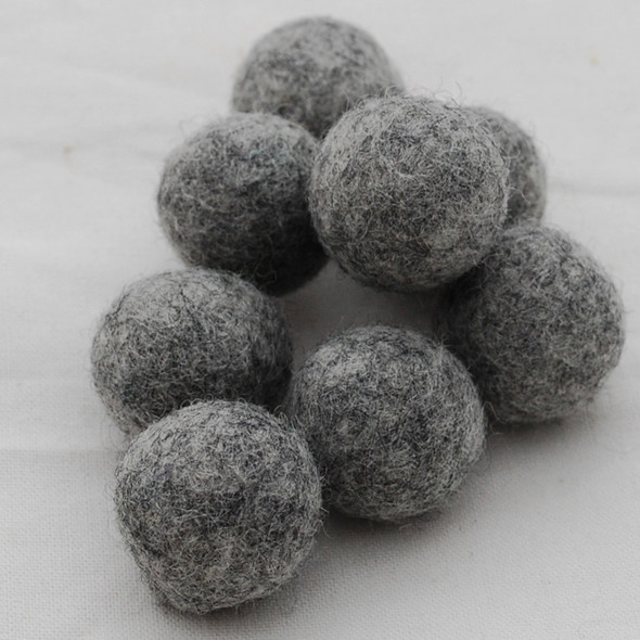 100% Wool Felt Balls - 2.5cm - Light Grey Mix - 20 Count / 100 Count