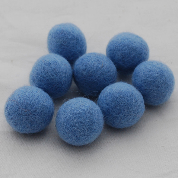 100% Wool Felt Balls - 2.5cm - French Blue - 20 Count / 100 Count
