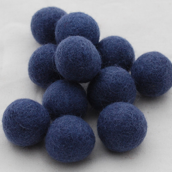 100% Wool Felt Balls - 2.5cm - Smoke Blue - 20 Count / 100 Count