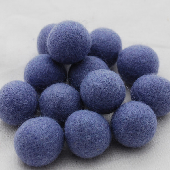 100% Wool Felt Balls - 2.5cm - Iris Purple - 20 Count / 100 Count
