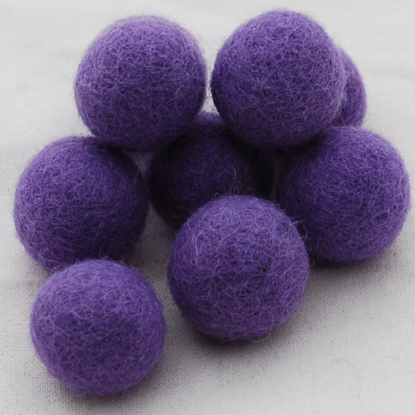 100% Wool Felt Balls - 2.5cm - Lavender Purple - 20 Count / 100 Count