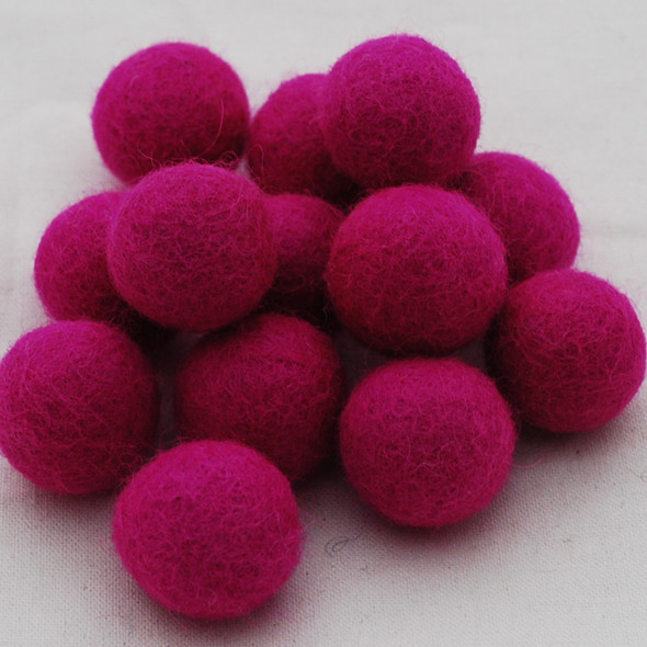 100% Wool Felt Balls - 2.5cm - Garden Rose Pink - 20 Count / 100 Count