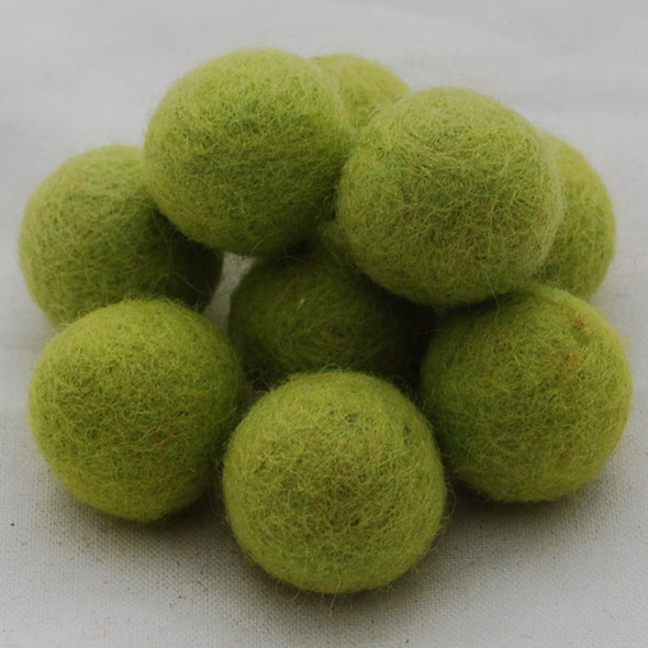 100% Wool Felt Balls - 2.5cm - Yellow Green - 20 Count / 100 Count