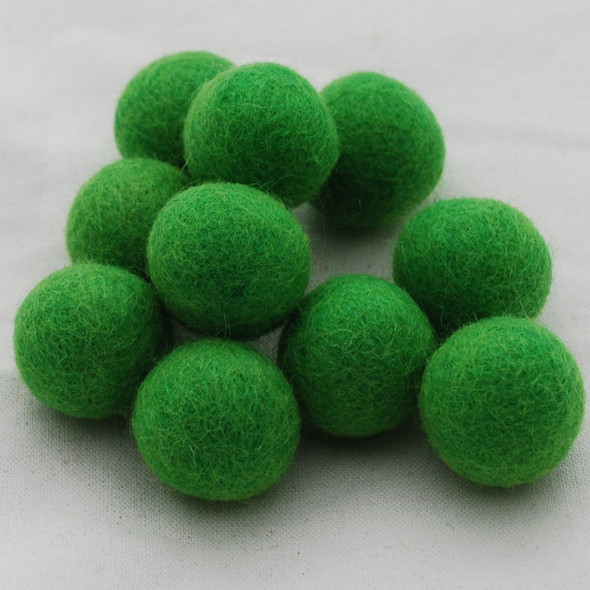 100% Wool Felt Balls - 2.5cm - Green Flash - 20 Count / 100 Count