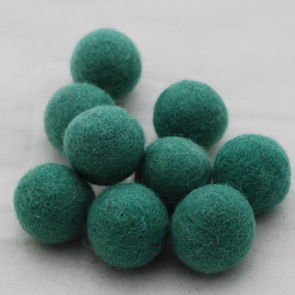 100% Wool Felt Balls - 2.5cm - Light Sea Green - 20 Count / 100 Count