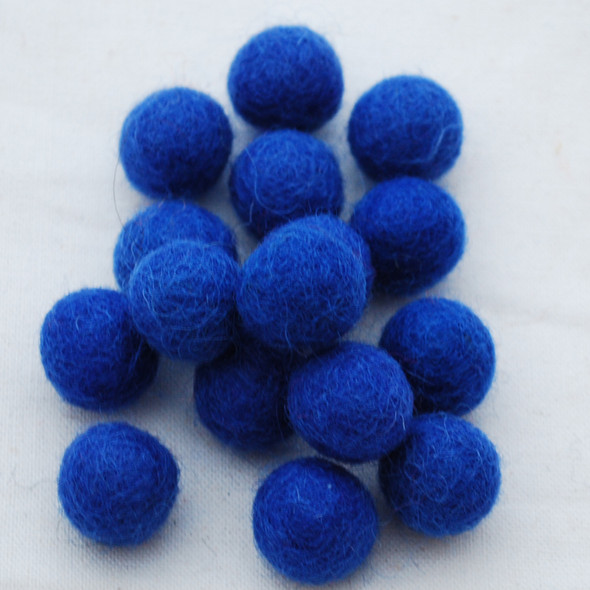 100% Wool Felt Balls - 1.5cm - Medium Blue - 25 Count / 100 Count