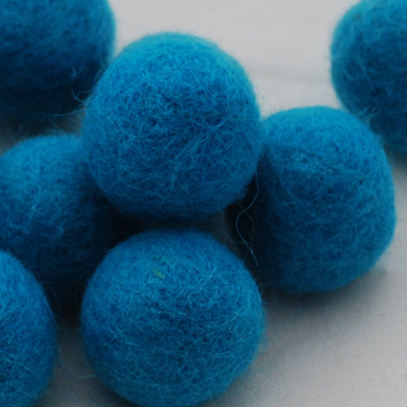 100% Wool Felt Balls - 10 Count - 3cm - Teal Blue