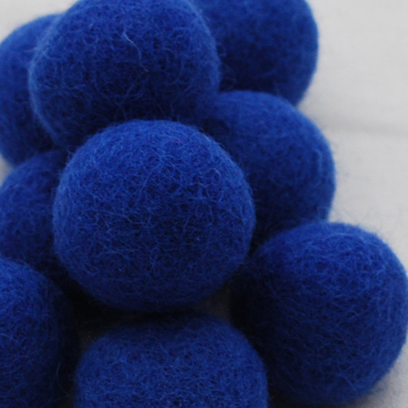100% Wool Felt Balls - 10 Count - 3cm - Medium Blue