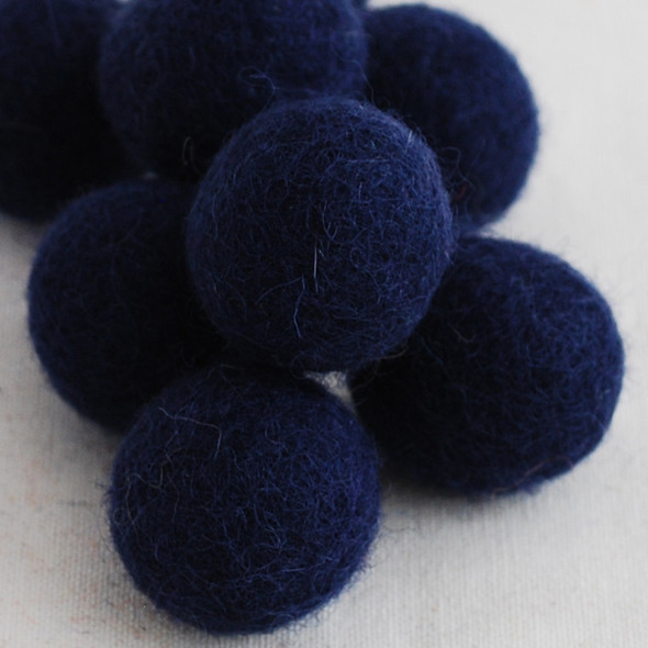 100% Wool Felt Balls - 10 Count - 3cm - Navy