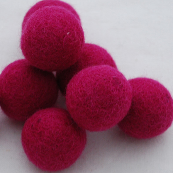 100% Wool Felt Balls - 10 Count - 3cm - Azalea Pink