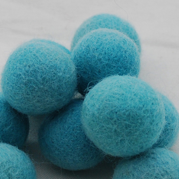 100% Wool Felt Balls - 10 Count - 3cm - Turquoise Blue