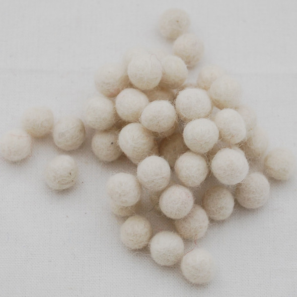 100% Wool Felt Balls - 1cm - Ivory White - 50 Count / 100 Count