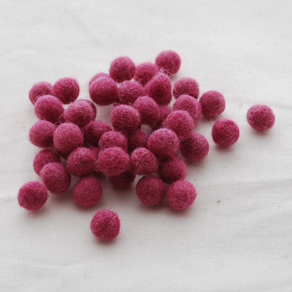 100% Wool Felt Balls - 1cm - Victorian Rose Pink - 50 Count / 100 Count