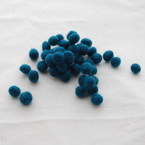 100% Wool Felt Balls - 1cm - Teal Green - 50 Count / 100 Count