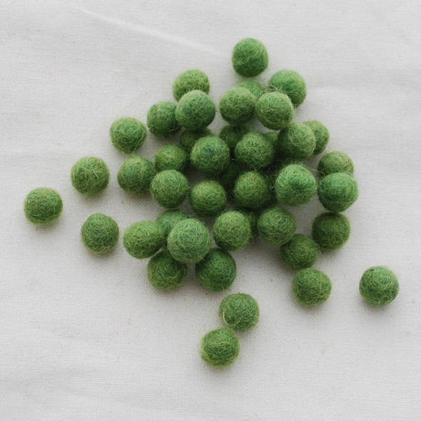 100% Wool Felt Balls - 1cm - Light Asparagus Green - 50 Count / 100 Count