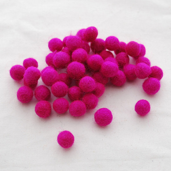 100% Wool Felt Balls - 1cm - Garden Rose Pink - 50 Count / 100 Count