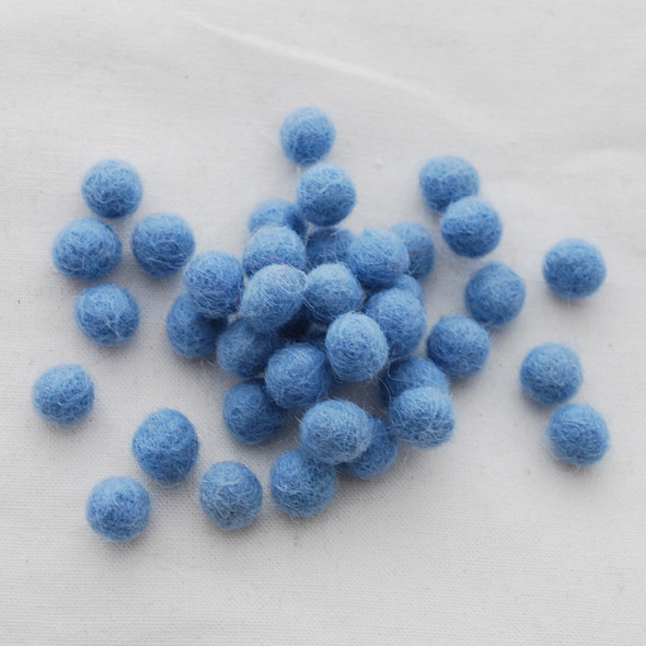 100% Wool Felt Balls - 1cm - French Blue - 50 Count / 100 Count