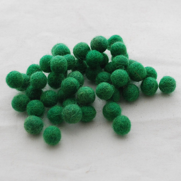 100% Wool Felt Balls - 1cm - Forest Green - 50 Count / 100 Count