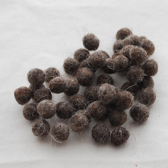 100% Wool Felt Balls - 1cm - Brown Mix - 50 Count / 100 Count