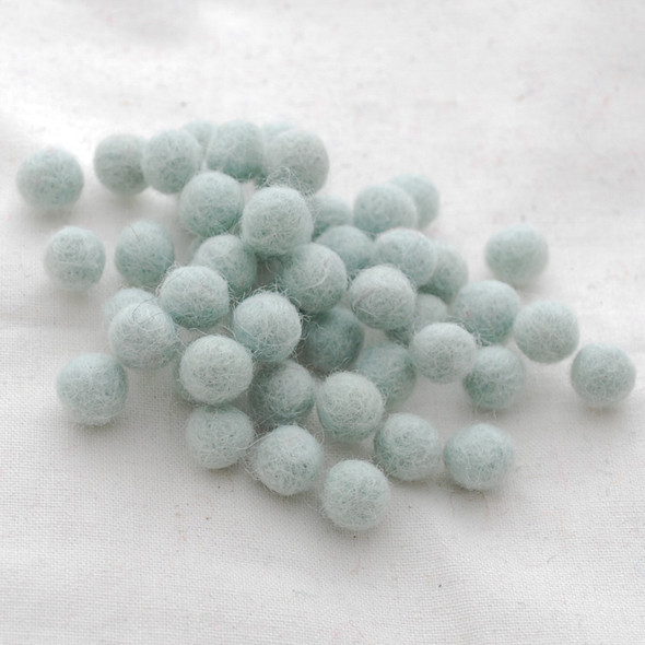 100% Wool Felt Balls - 1cm - Powder Blue - 50 Count / 100 Count