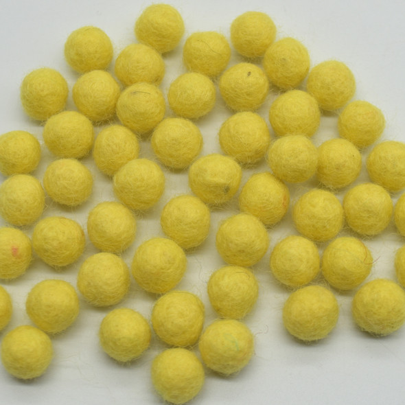 100% Wool Felt Balls - 1cm - Yellow - 50 Count / 100 Count