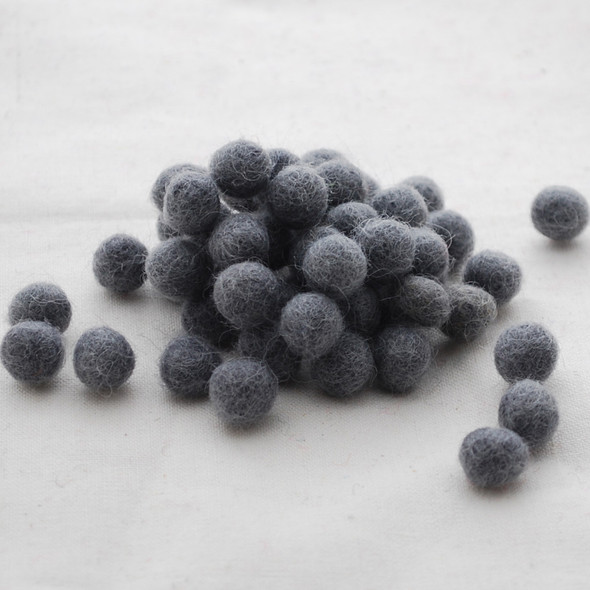 100% Wool Felt Balls - 1cm - Battleship Grey - 50 Count / 100 Count