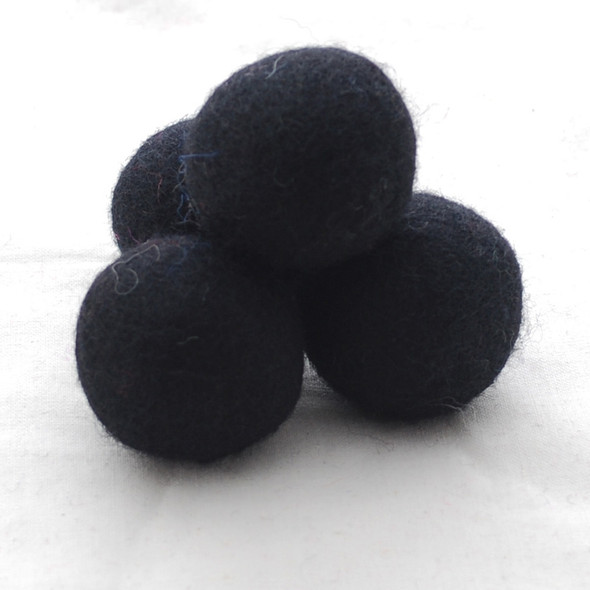 100% Wool Felt Balls - 5 Count - 4cm - Black