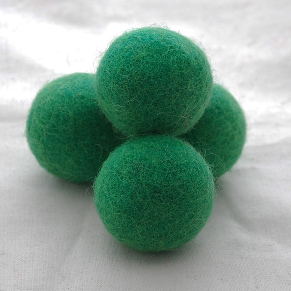 100% Wool Felt Balls - 5 Count - 4cm - Forest Green