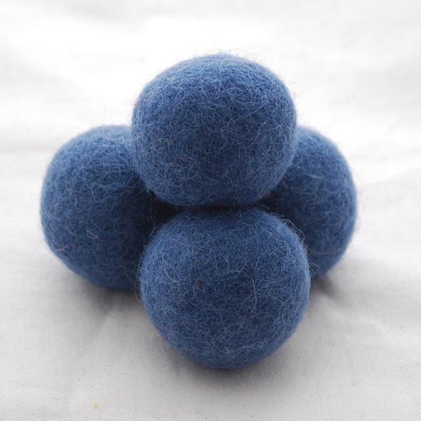 100% Wool Felt Balls - 5 Count - 4cm - Smoke Blue