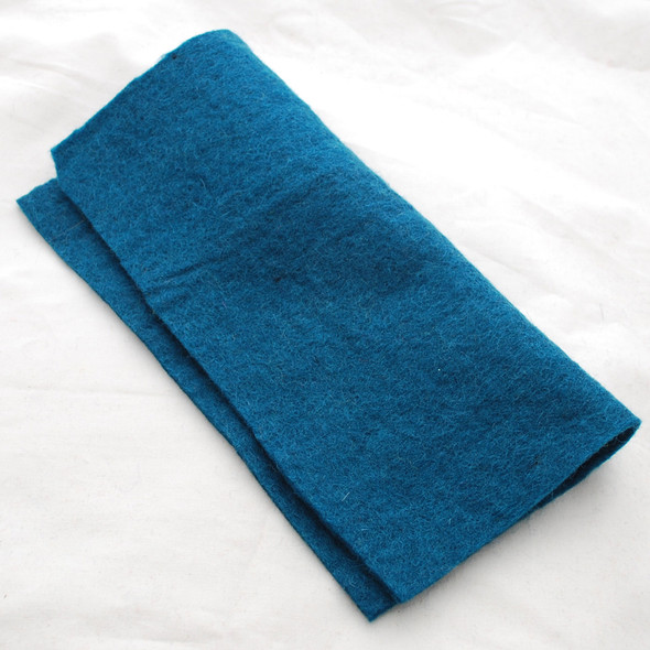 Handmade 100% Wool Felt Sheet - Approx 5mm Thick - 12" Square - Teal Green
