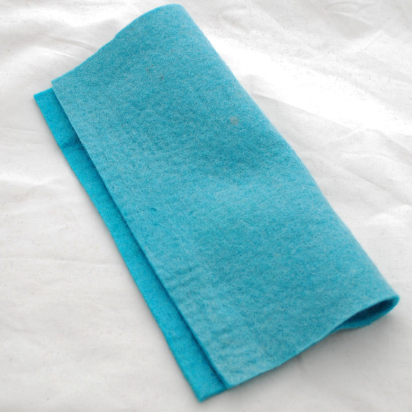 Handmade 100% Wool Felt Sheet - Approx 5mm Thick - 12" Square - Turquoise Blue