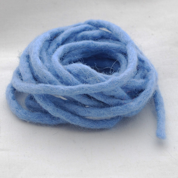 100% Wool Felt Cord - Handmade - 3 Metres - French Blue