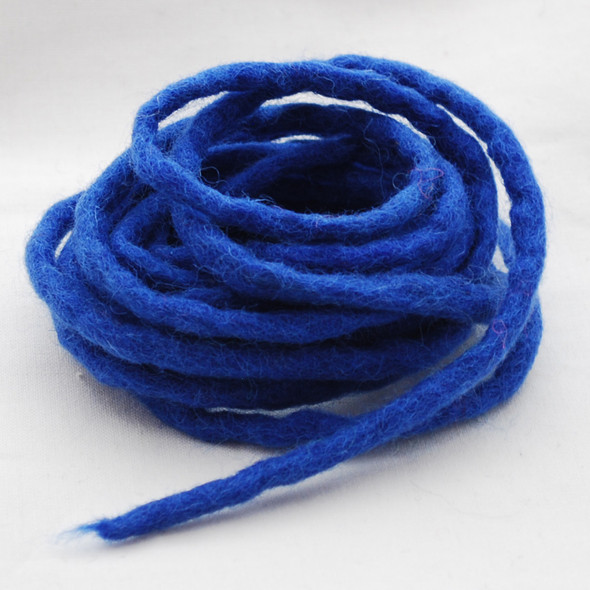 100% Wool Felt Cord - Handmade - 3 Metres - Medium Blue