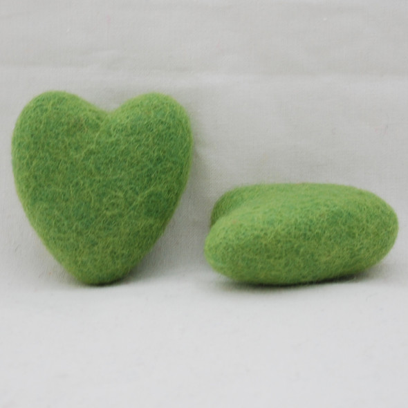 100% Wool Felt Heart - 6cm - 2 Count - Asparagus Green