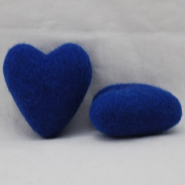 100% Wool Felt Heart - 6cm - 2 Count - Medium Blue