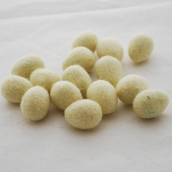 100% Wool Felt Eggs / Raindrops - 10 Count - Cream Large