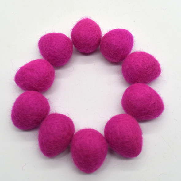 100% Wool Felt Eggs / Raindrops - 10 Count - Garden Rose Pink