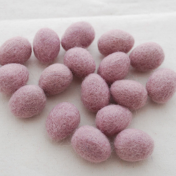100% Wool Felt Eggs / Raindrops - 10 Count - Thistle Purple