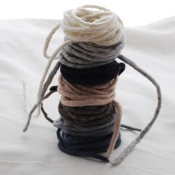 100% Wool Felt Cord - Handmade - 7 Cords - Assorted Neutral Colours