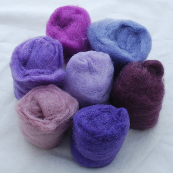 Wool Roving - Purple Colours - 175g