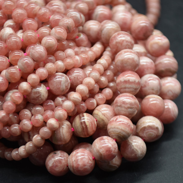 High Quality Grade A Natural Pink Rhodochrosite Semi-precious Gemstone Round Beads 4mm 6mm, 8mm, 10mm