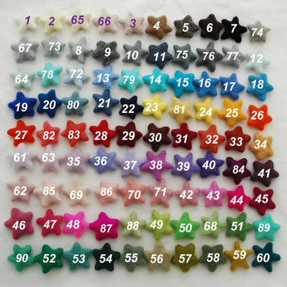 100% Wool Felt Stars - 20 Count - approx 3.5cm - Pick and Mix from 90 colours