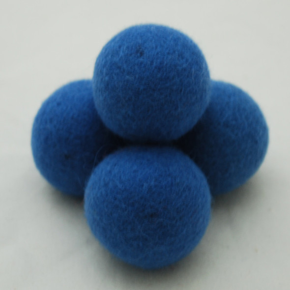 100% Wool Felt Balls - 5 Count - 4cm - Cerulean Blue
