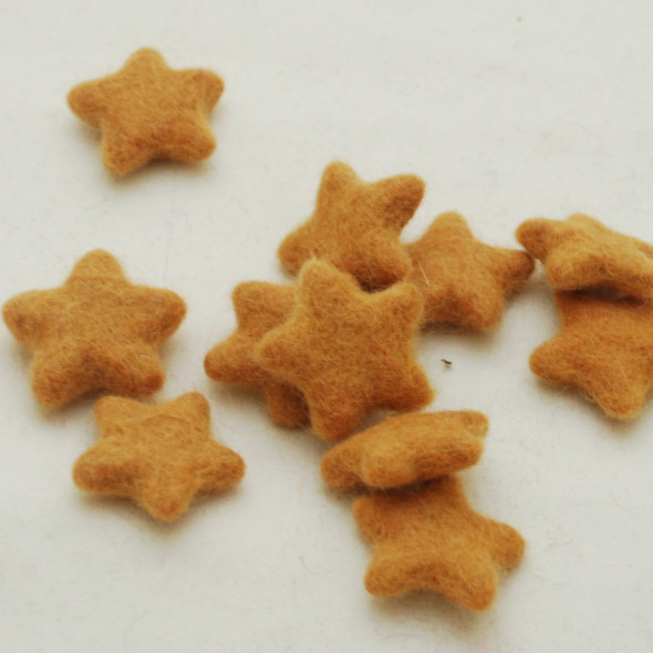 100% Wool Felt Stars - 10 Count - approx 3.5cm - Persian Orange