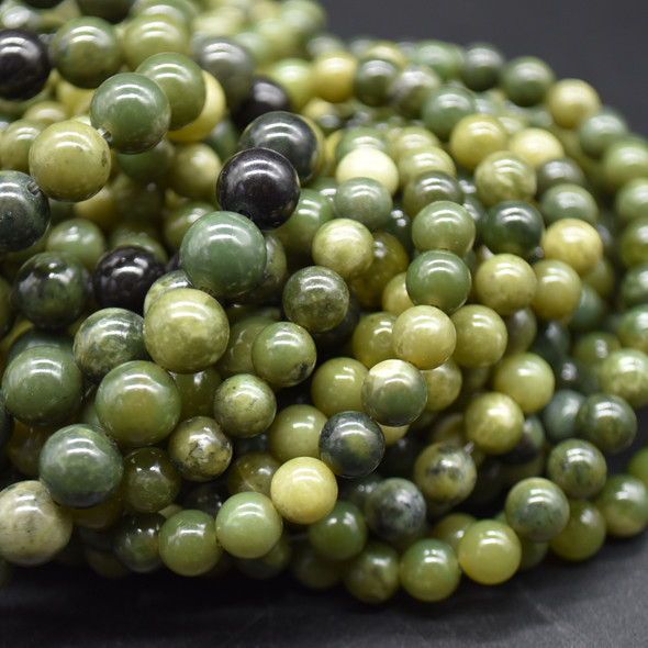 High Quality Grade A Natural Nephrite Jade Gemstone Round Beads 6mm, 8mm, 10mm sizes