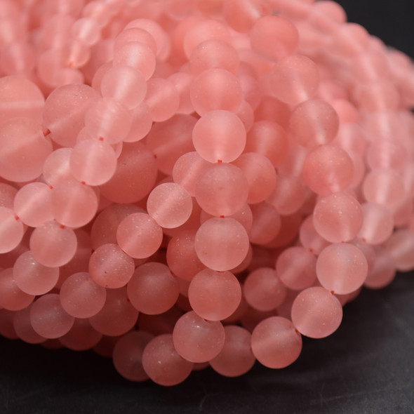 Frosted / Matte Cherry Quartz Round Beads 4mm, 6mm, 8mm, 10mm sizes - 14" Strand